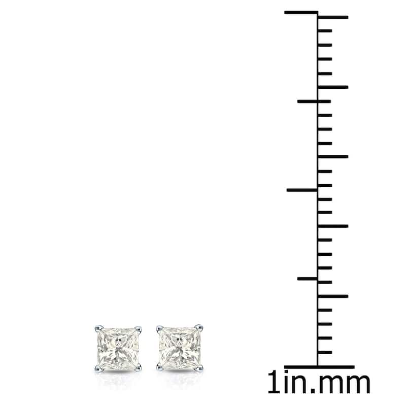 Auriya 14k Gold 1/4ctw Princess-cut Diamond Stud Earrings (I-J, I1-I2)