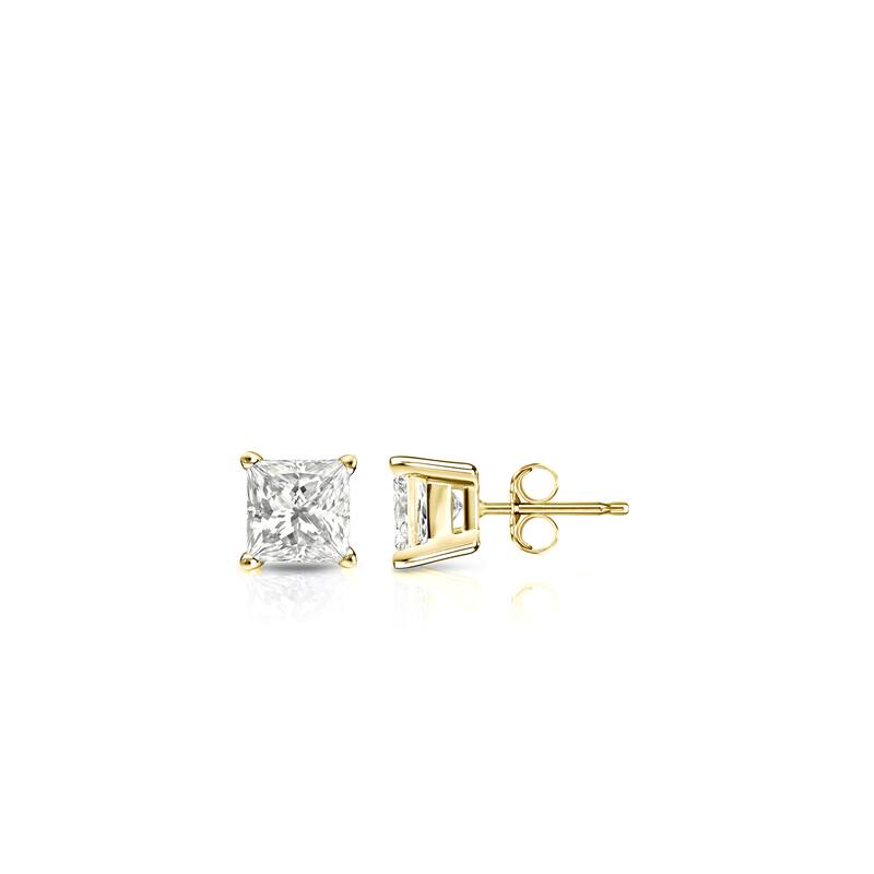 Auriya 14k Gold 1/4ctw Princess-cut Diamond Stud Earrings (I-J, I1-I2)