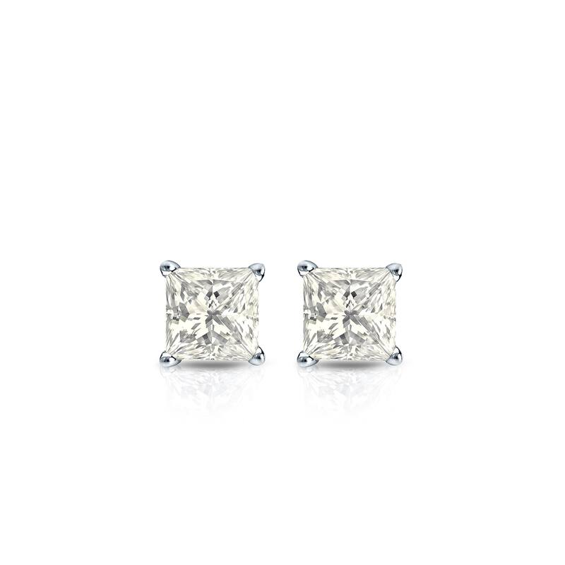 Auriya 14k Gold 1/4ctw Princess-cut Diamond Stud Earrings (I-J, I1-I2)