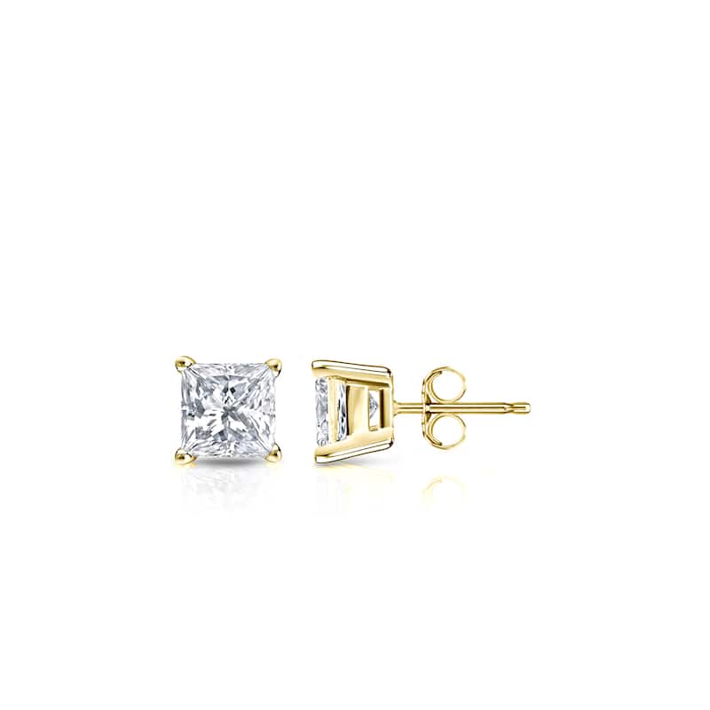Auriya 14k Gold 1/3ctw Princess-cut Diamond Stud Earrings (H-I, SI1-SI2)
