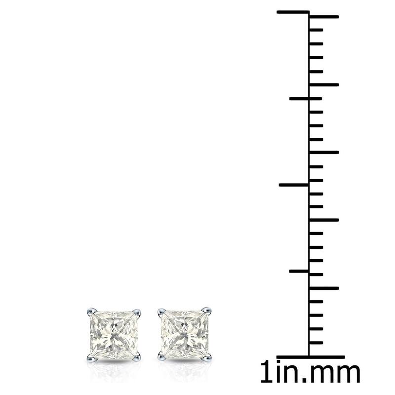 Auriya 14k Gold 1/3ctw Princess-cut Diamond Stud Earrings (I-J, SI1-SI2)