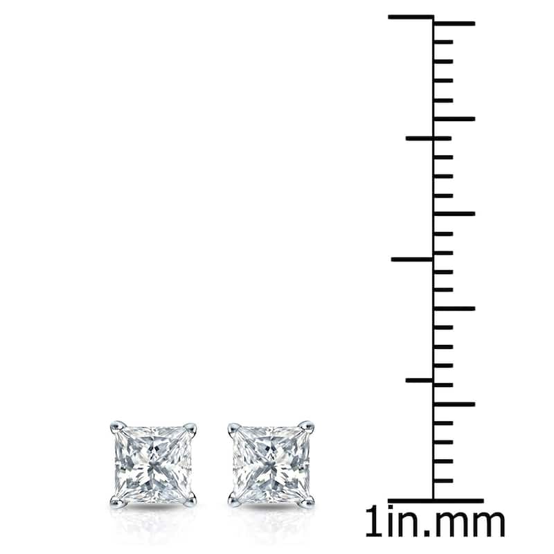 Auriya 14k Gold 1/2ctw Princess-cut Diamond Stud Earrings (I-J, SI2-SI3)