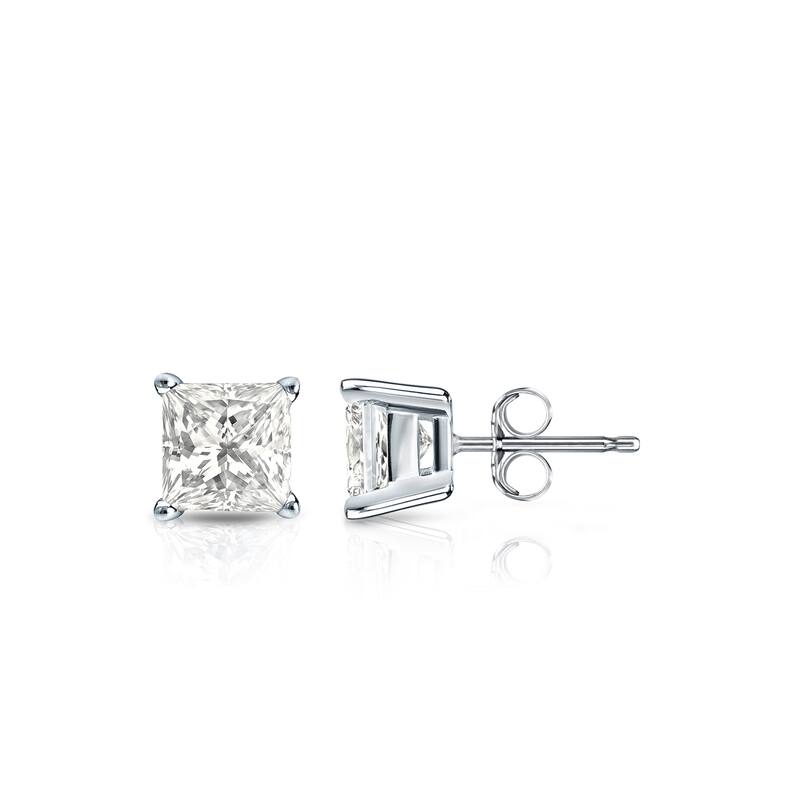 Auriya 14k Gold 1/2ctw Princess-cut Diamond Stud Earrings (I-J, I1-I2)