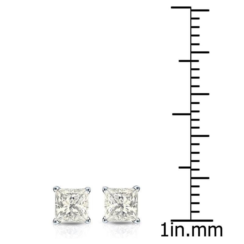 Auriya 14k Gold 1/2ctw Princess-cut Diamond Stud Earrings (I-J, I1-I2)