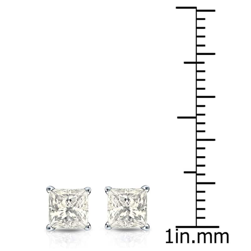 Auriya 14k Gold 3/4ctw Princess-cut Diamond Stud Earrings (I-J I1-I2)
