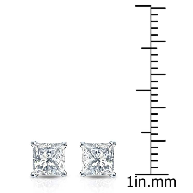 Auriya 14k Gold 1ctw Princess-cut Diamond Stud Earrings