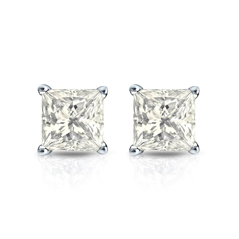 Auriya 14k Gold 1ctw Princess-cut Diamond Stud Earrings (I-J, I1-I2)