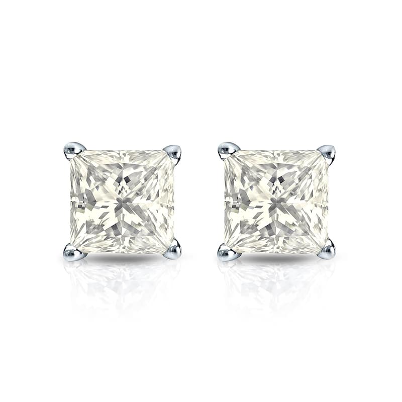 Auriya 14k Gold 1ctw Princess-cut Diamond Stud Earrings (J-K, I2-I3)