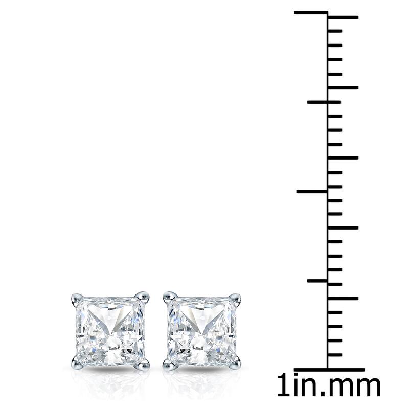 Auriya 14k Gold 1 1/4ctw Princess-cut Diamond Stud Earrings