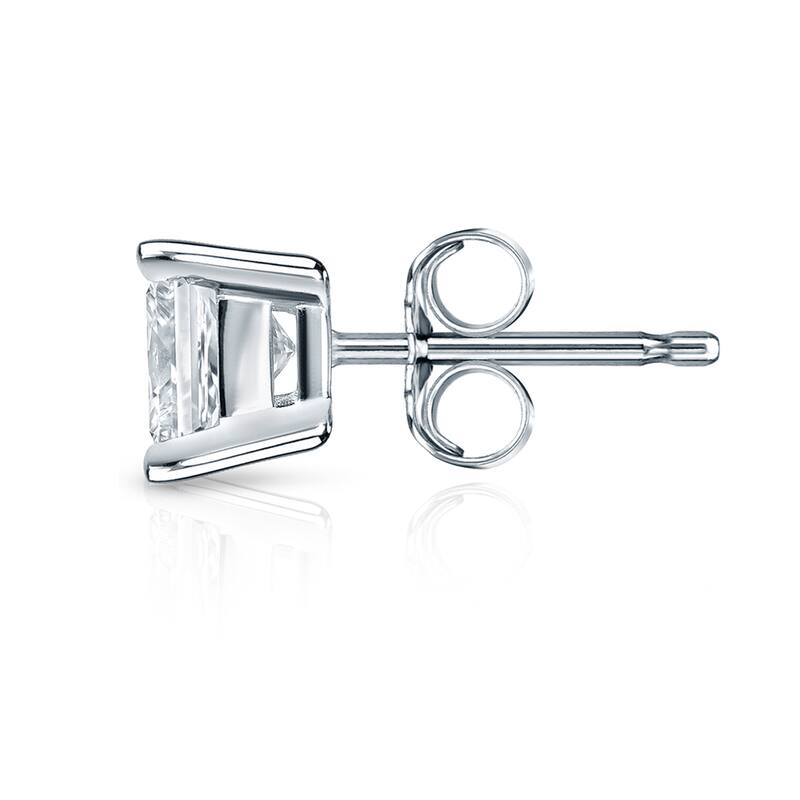 Auriya 14k Gold 1 1/4ctw Princess-cut Diamond Stud Earrings