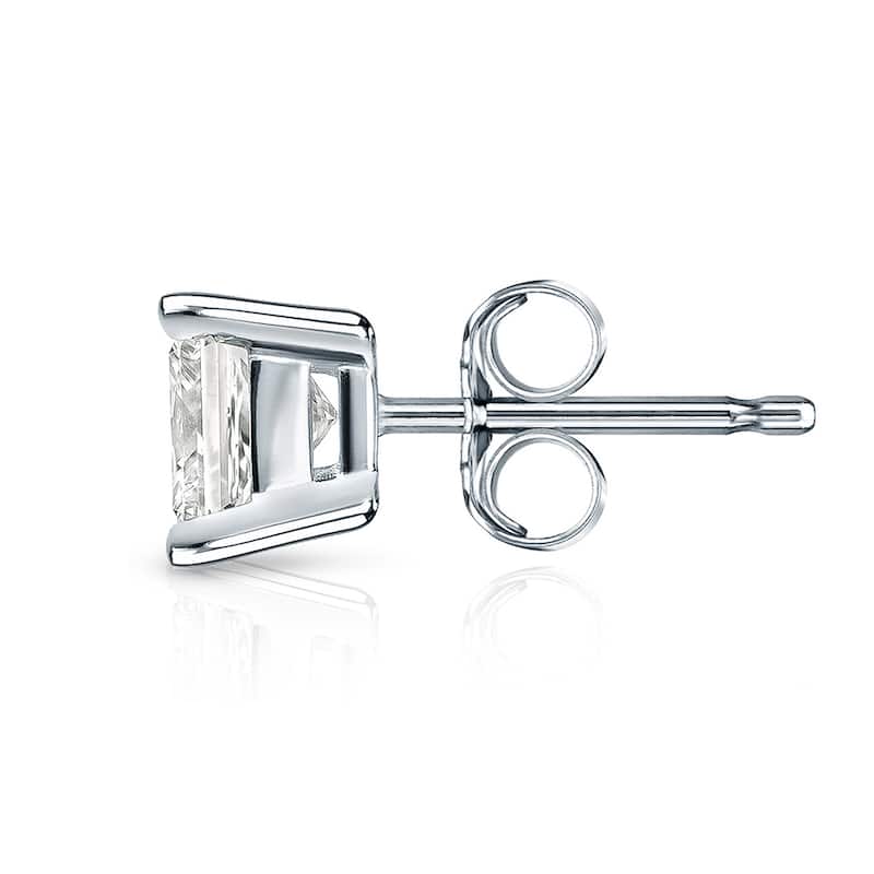 Auriya 14k Gold 1 1/4ctw Princess-cut Diamond Stud Earrings (I-J, I1-2)