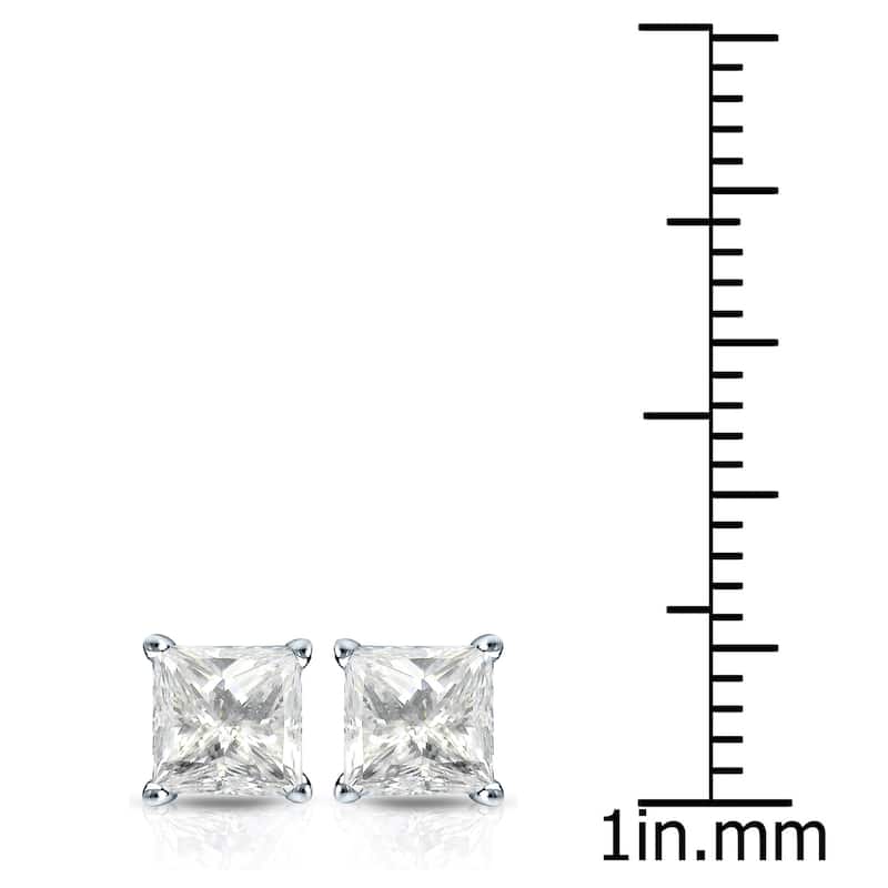 Auriya 14k Gold 1 1/4ctw Princess-cut Diamond Stud Earrings (J-K, I2-I3)