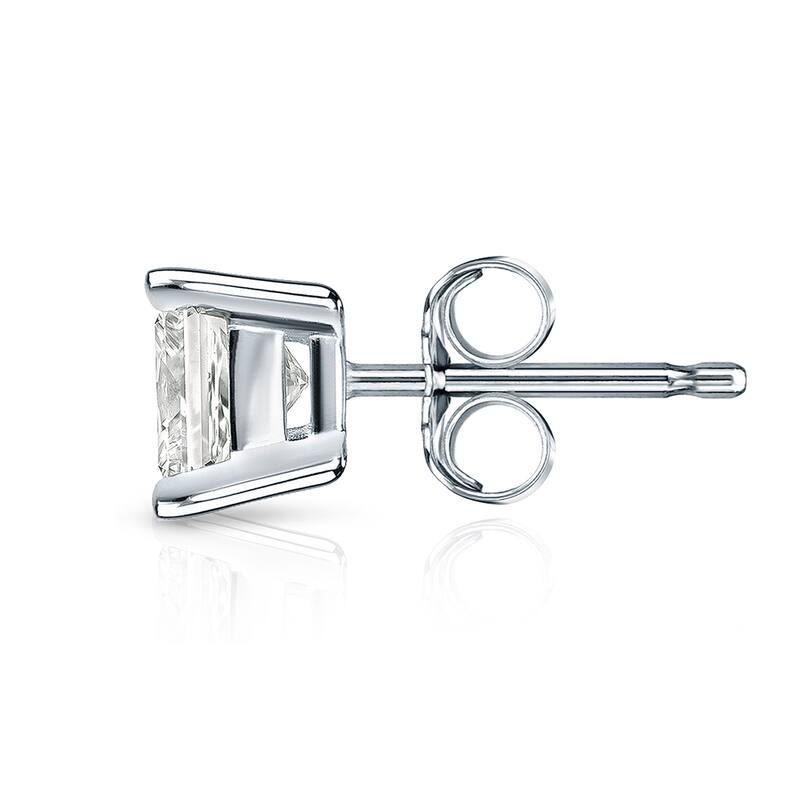 Auriya 14k Gold 1 1/2ctw Princess-cut Diamond Stud Earrings (I-J, I1-I2)
