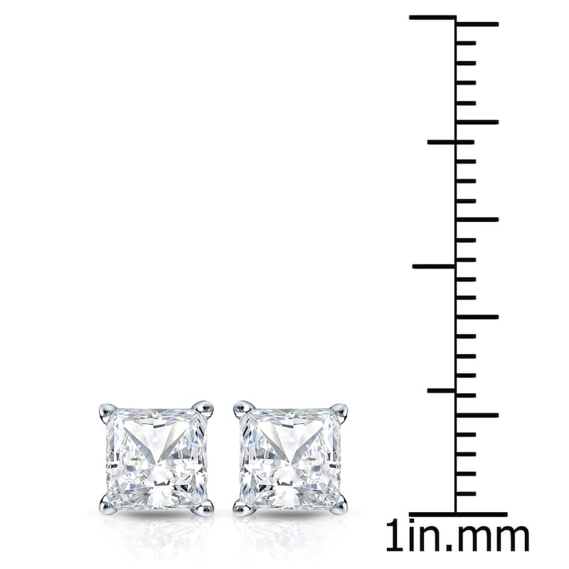 Auriya 14k Gold 1 1/2ctw Princess-cut Diamond Stud Earrings (H-I, SI1-SI2)