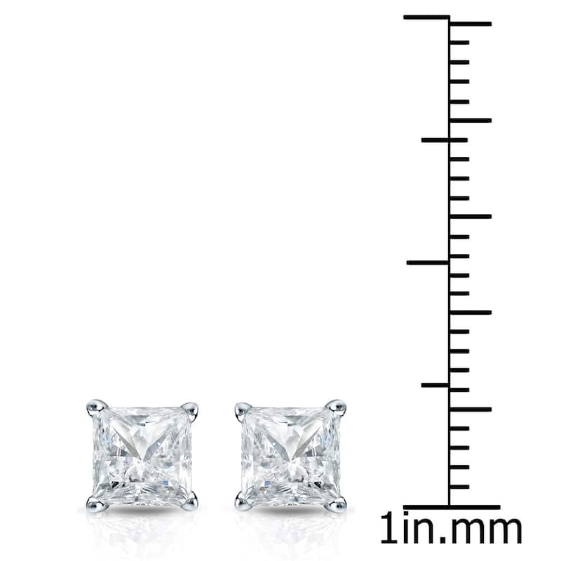 Auriya 14k Gold 1 1/2ctw Princess-cut Diamond Stud Earrings (I-J, SI2-SI3)