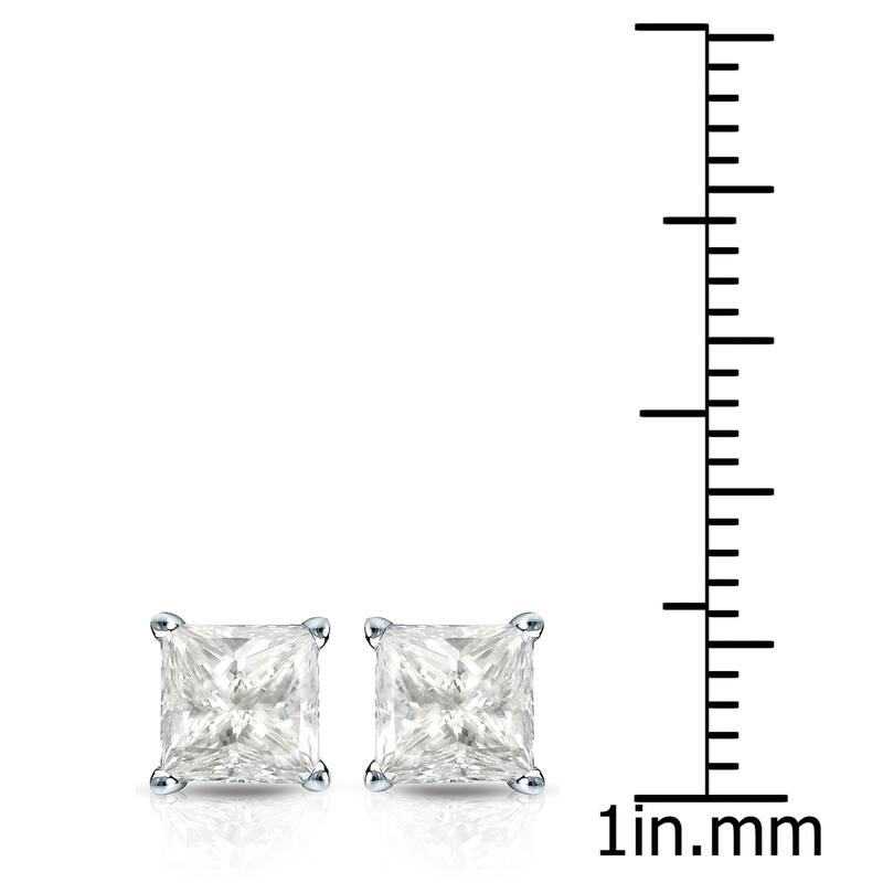 Auriya 14k Gold 2ctw Princess-cut Diamond Stud Earrings (I-J, I1-I2)