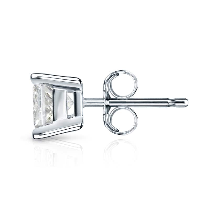 Auriya 14k Gold 1 1/2ctw Princess-cut Diamond Stud Earrings (J-K, I2-I3)