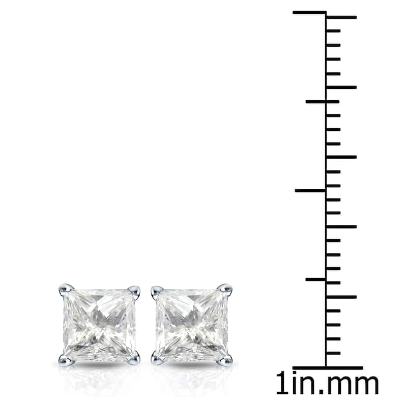 Auriya 14k Gold 1 1/2ctw Princess-cut Diamond Stud Earrings (J-K, I2-I3)