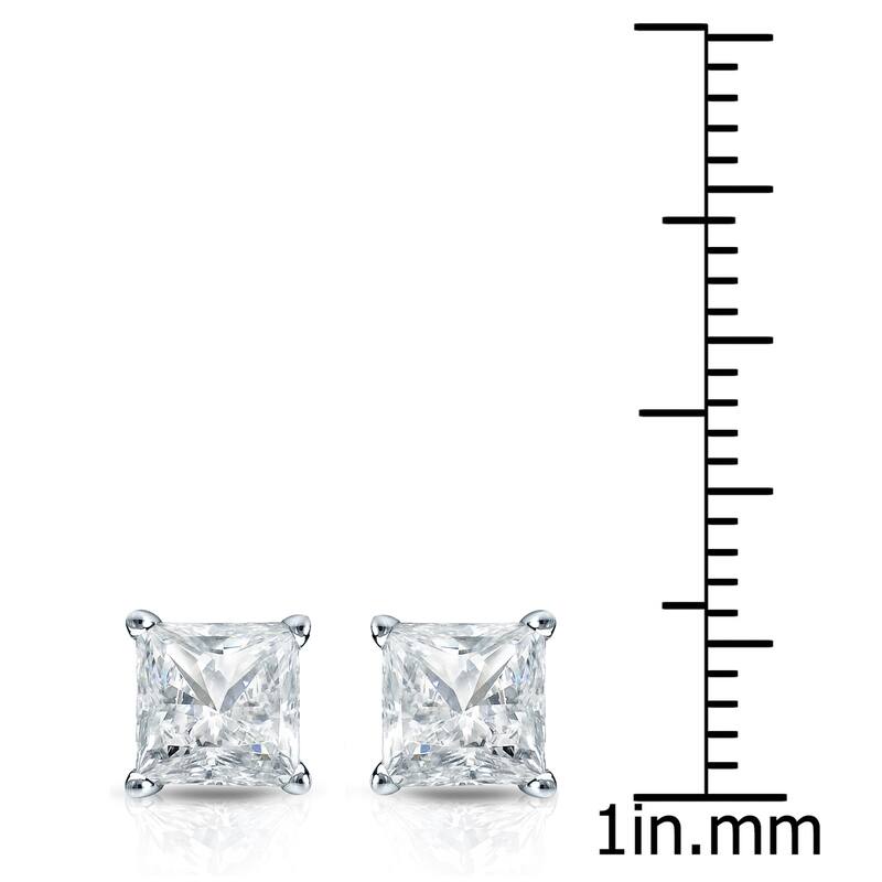 Auriya 14k Gold 2ctw Princess-cut Diamond Stud Earrings