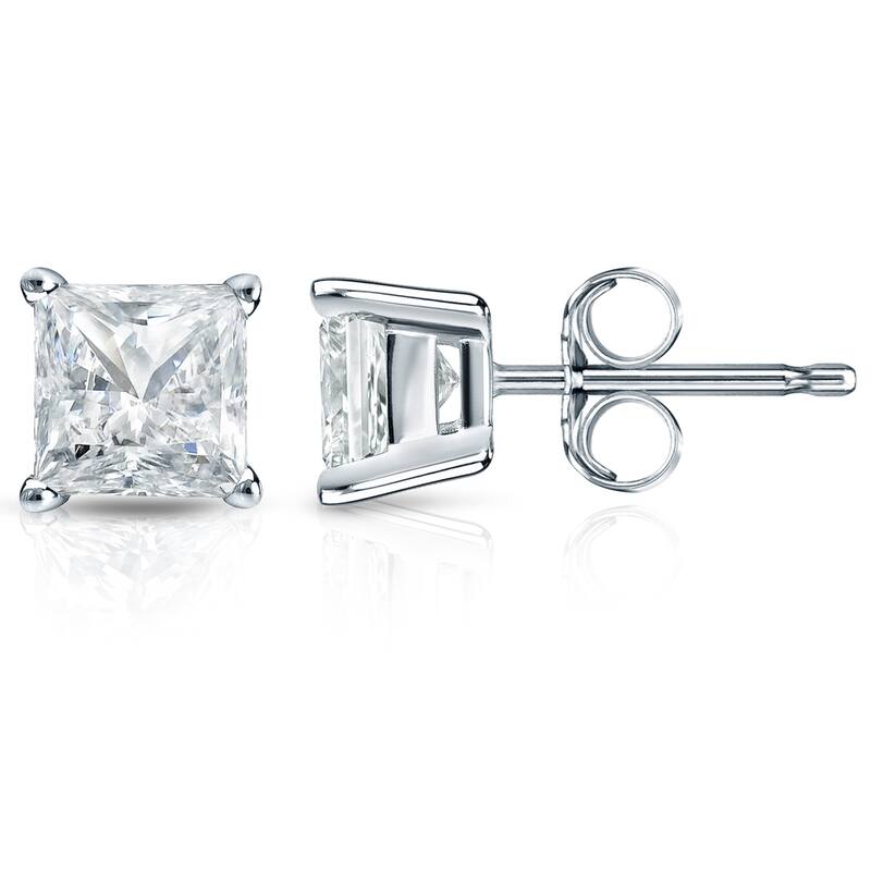 Auriya 14k Gold 2ctw Princess-cut Diamond Stud Earrings