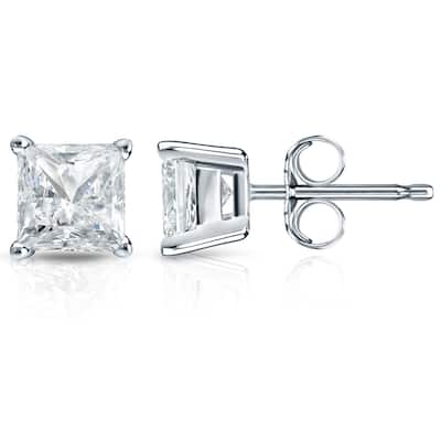 Auriya 14k Gold 2ctw Princess-cut Diamond Stud Earrings