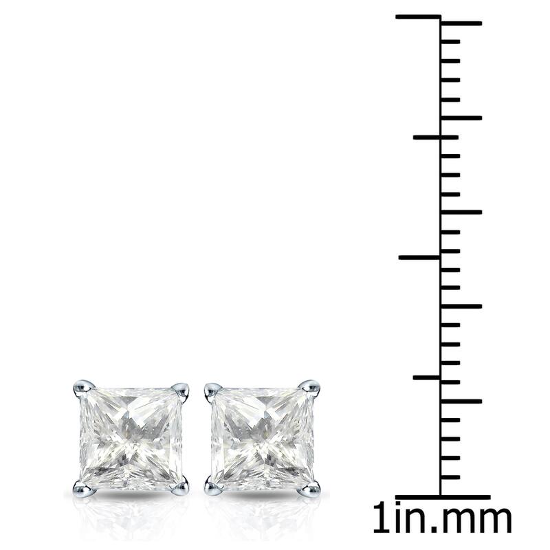 Auriya 14k Gold 2ctw Princess-cut Diamond Stud Earrings (J-K, I2-I3)