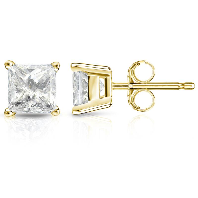 Auriya 14k Gold 2ctw Princess-cut Diamond Stud Earrings (J-K, I2-I3)