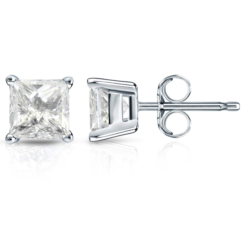 Auriya 14k Gold 2ctw Princess-cut Diamond Stud Earrings (J-K, I2-I3)