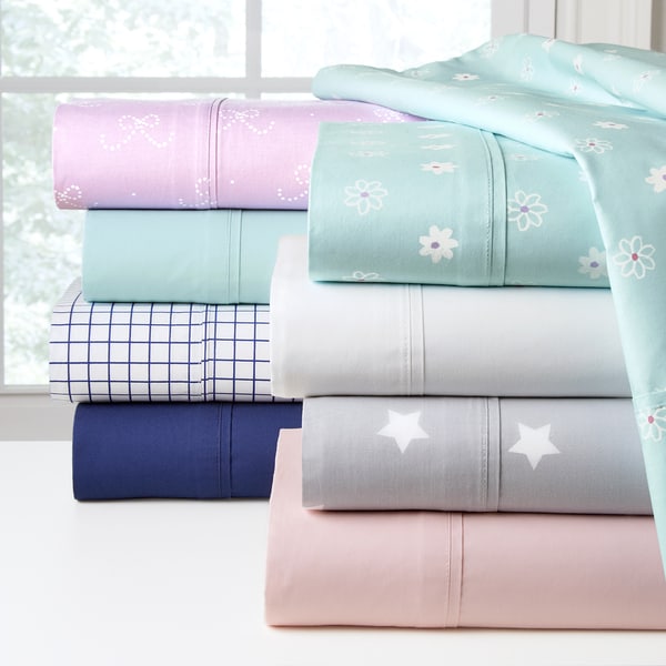 Combed Cotton Percale Printed Or Solid Sheet Set Free Shipping On
