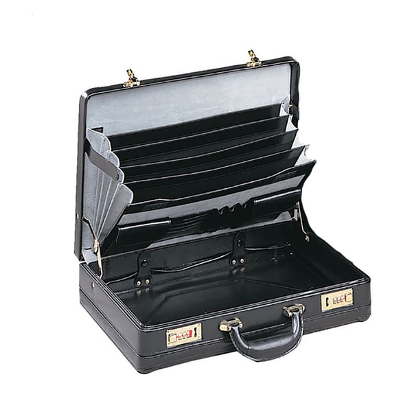 expandable leather attache briefcase