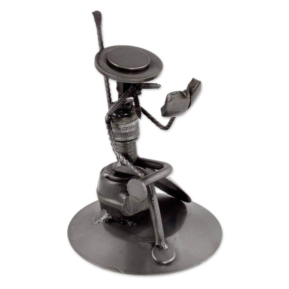 Handmade Auto Part 'Quixote Reads Cervantes' Sculpture (Mexico)
