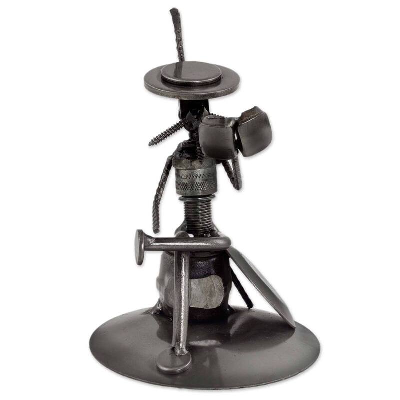 Handmade Auto Part 'Quixote Reads Cervantes' Sculpture (Mexico)