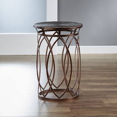 FirsTime & Co. InnerSpace Marquise Antique Bronze Round Side Table