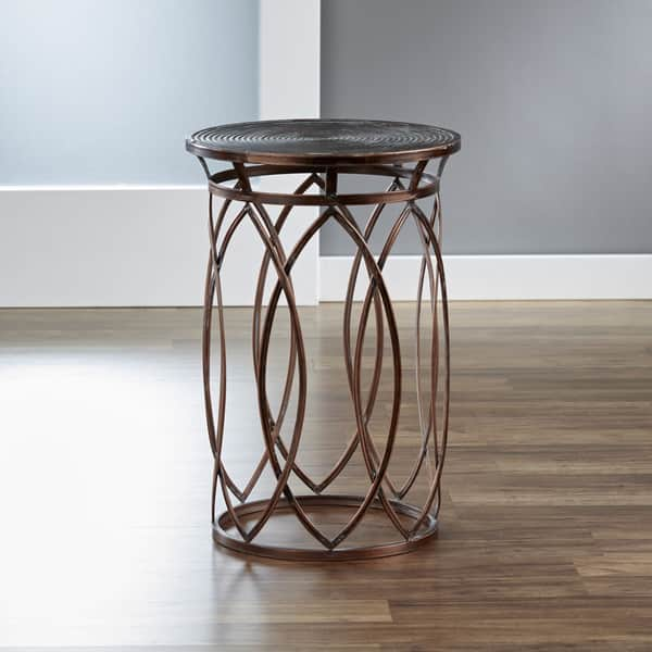 Innerspace Marquise Antique Bronze Round Side Table Overstock 12279105