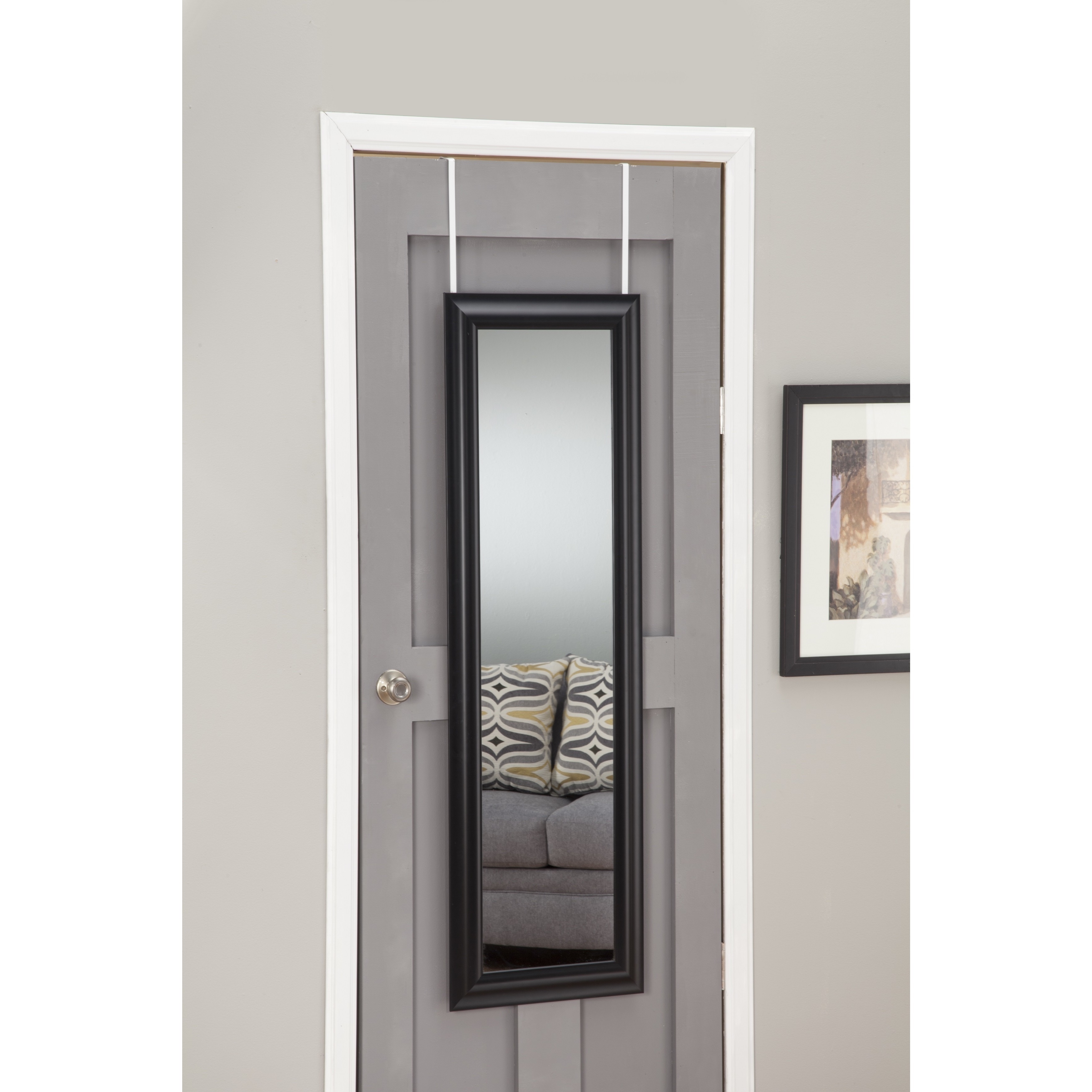 Sandberg Furniture Black Deluxe Full Length Over the Door Mirror