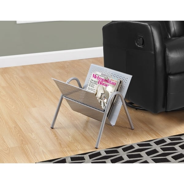 Silver Metal Magazine Rack - Bed Bath & Beyond - 12297611