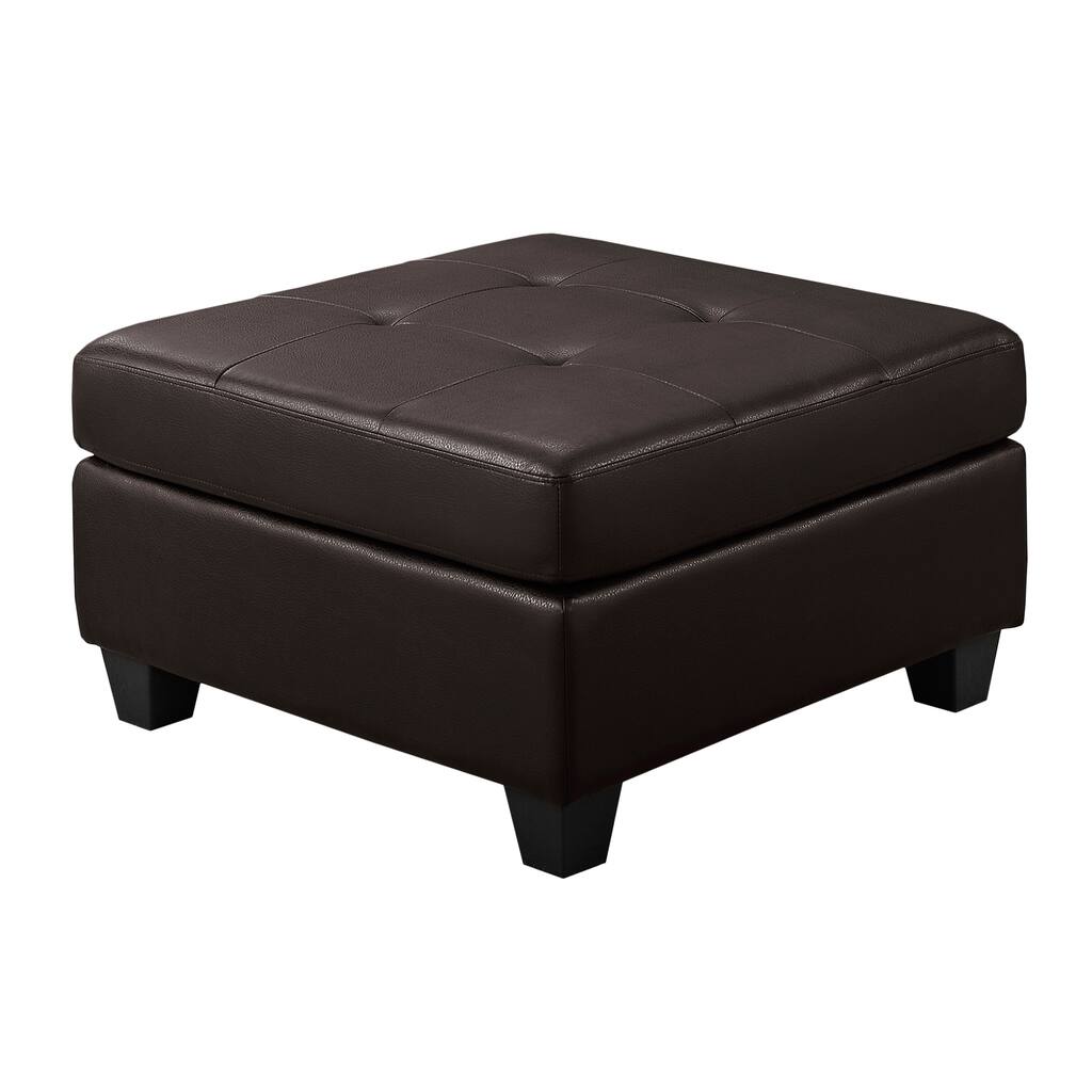 Dark Brown Bonded Leather Ottoman