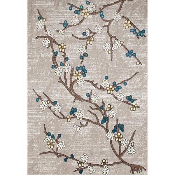 Persian Rugs Flower Stem Floral Area Rug - 7'10" x 10'6"