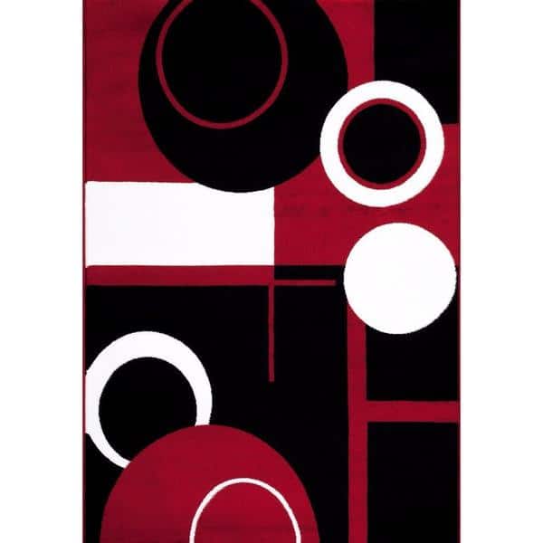 Persian Rugs Tobi S Collection Red Black White Circle Persian Rugs Tobi S Collection Red Black White Circle