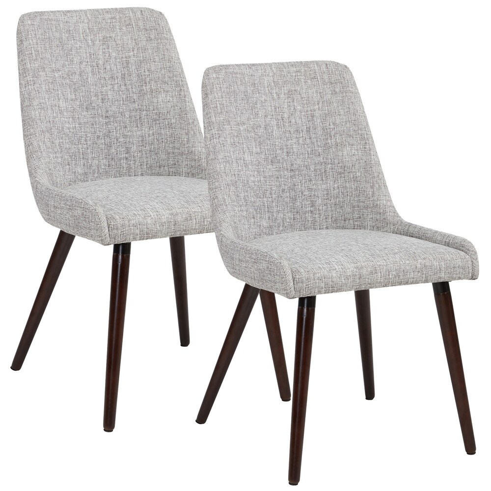 Nspire Set of 2 Modern Velvet & Solid Wood Side Chair in Grey 