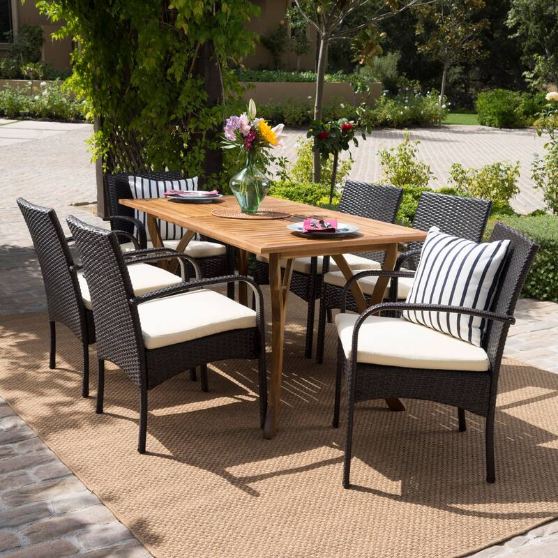 San Andres Outdoor 7-piece Rectangle Dining Set by Christopher Knight Home - Brown