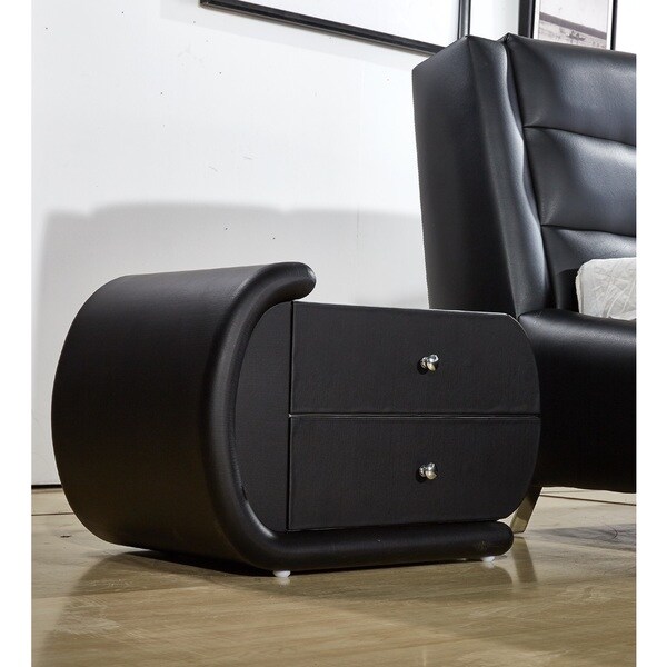 Shop Zoe Black FauxLeather Oval Nightstand Free Shipping Today