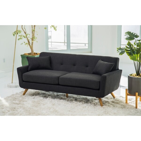 Abbyson Bradley Grey Mid Century Fabric Sofa Abbyson Bradley Grey Mid Century Fabric Sofa