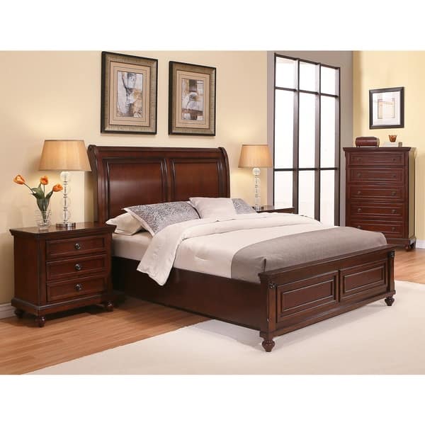 Shop Abbyson Caprice Cherry Wood Bedroom Set 4 Piece On