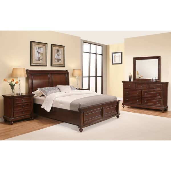 Shop Abbyson Caprice Cherry Wood Bedroom Set 6 Piece On