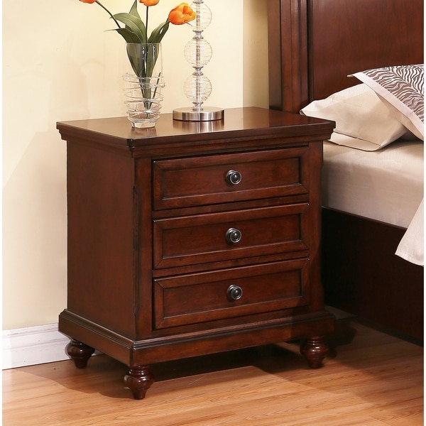 Shop Abbyson Caprice Cherry Wood 3drawer Nightstand Free Shipping