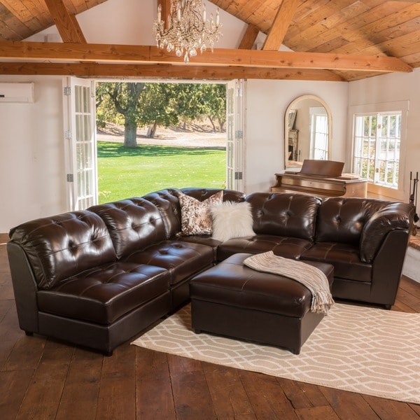 Regen 6 Piece Tufted Leather Sectional Sofa Set By Christopher Regen 6 Piece Tufted Leather Sectional Sofa Set By Christopher Knight Home