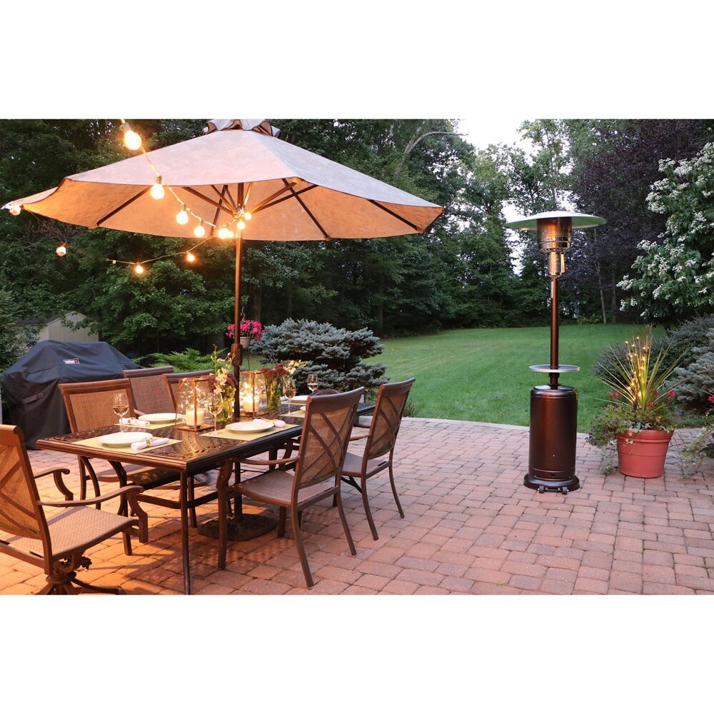 Hanover Han021brwck 7 Ft Modern Steel Umbrella Table Propane Patio Heater Bronze 7 Outdoor Heating Patio Lawn Garden