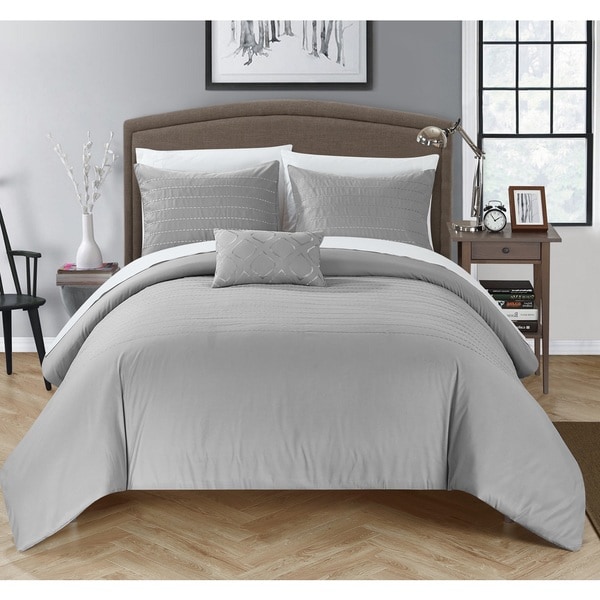 Chic Home Kingston 8-Piece Grey Bed in a Bag Duvet Set - 19136005 ...