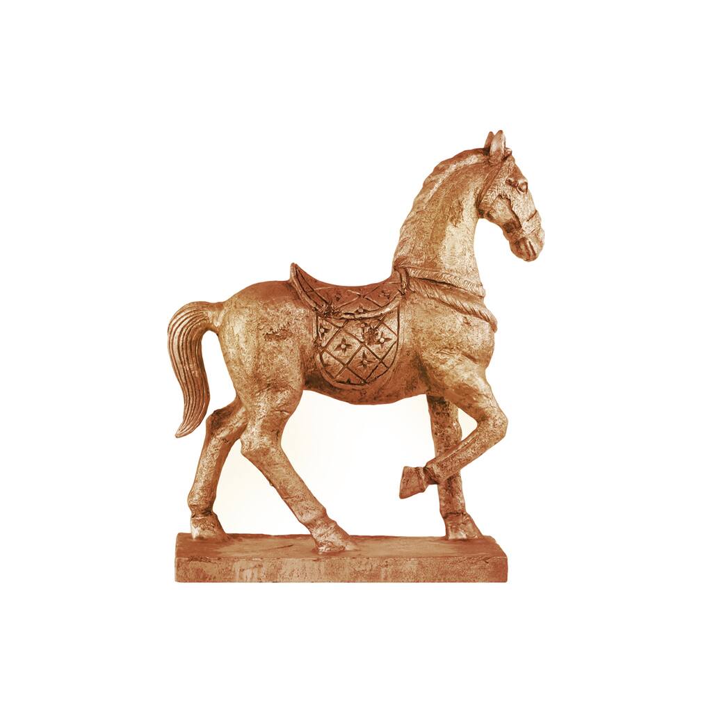 Fiberstone Antique Gold-colored Fiberstone Horse Statue